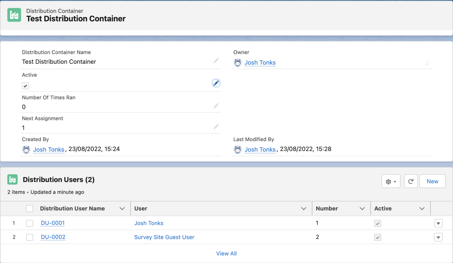 Multi Object Distribution System Object Setup