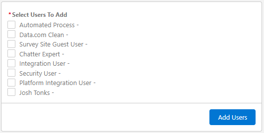 Set up users to add to distribution container.